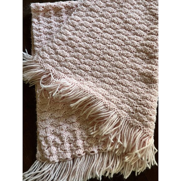Other - Vintage Baby Child Pink Afghan Blanket Crib Throw 45 x 30 READ